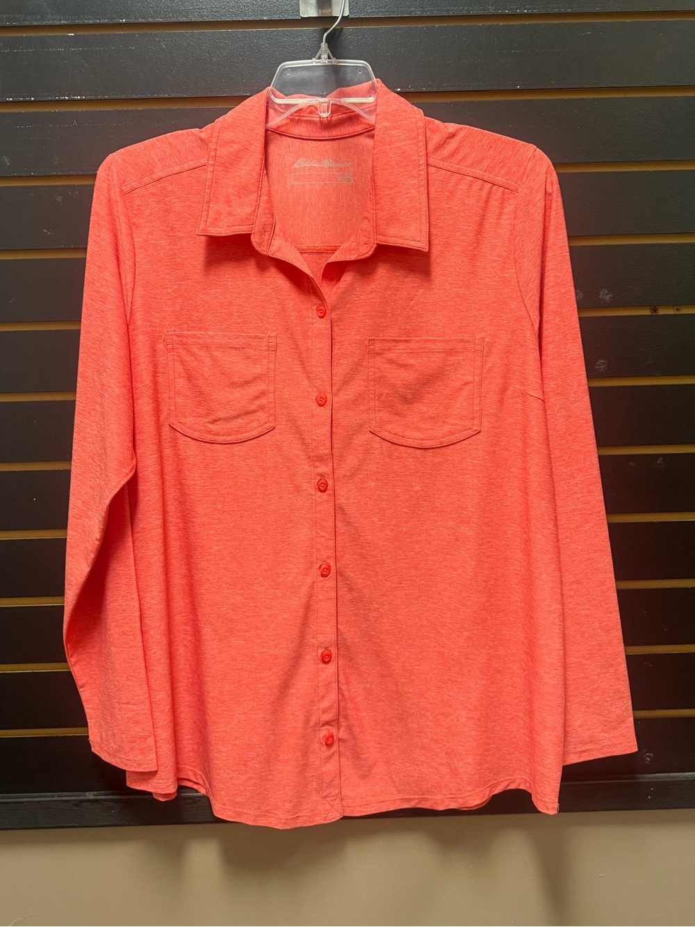 Eddie Bauer Beyond Shirt Pimento Coral Button Front Top XXL NWT